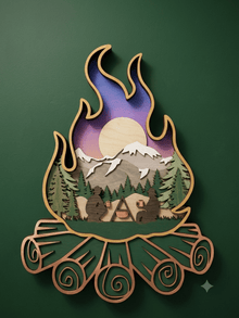 450 7 Layer Wood Art Camp Fire Hand Finished - Create Marketplace