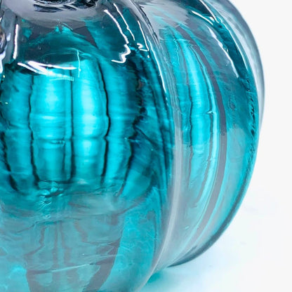 Handmade Glass Pumpkins Handmade Table Top Home Decor (Squat, Lagoon)
