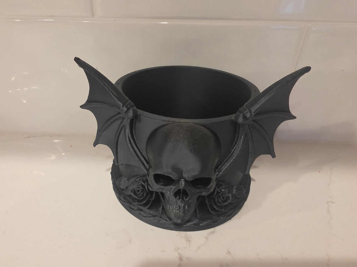 Gothic Skull Rose Pot