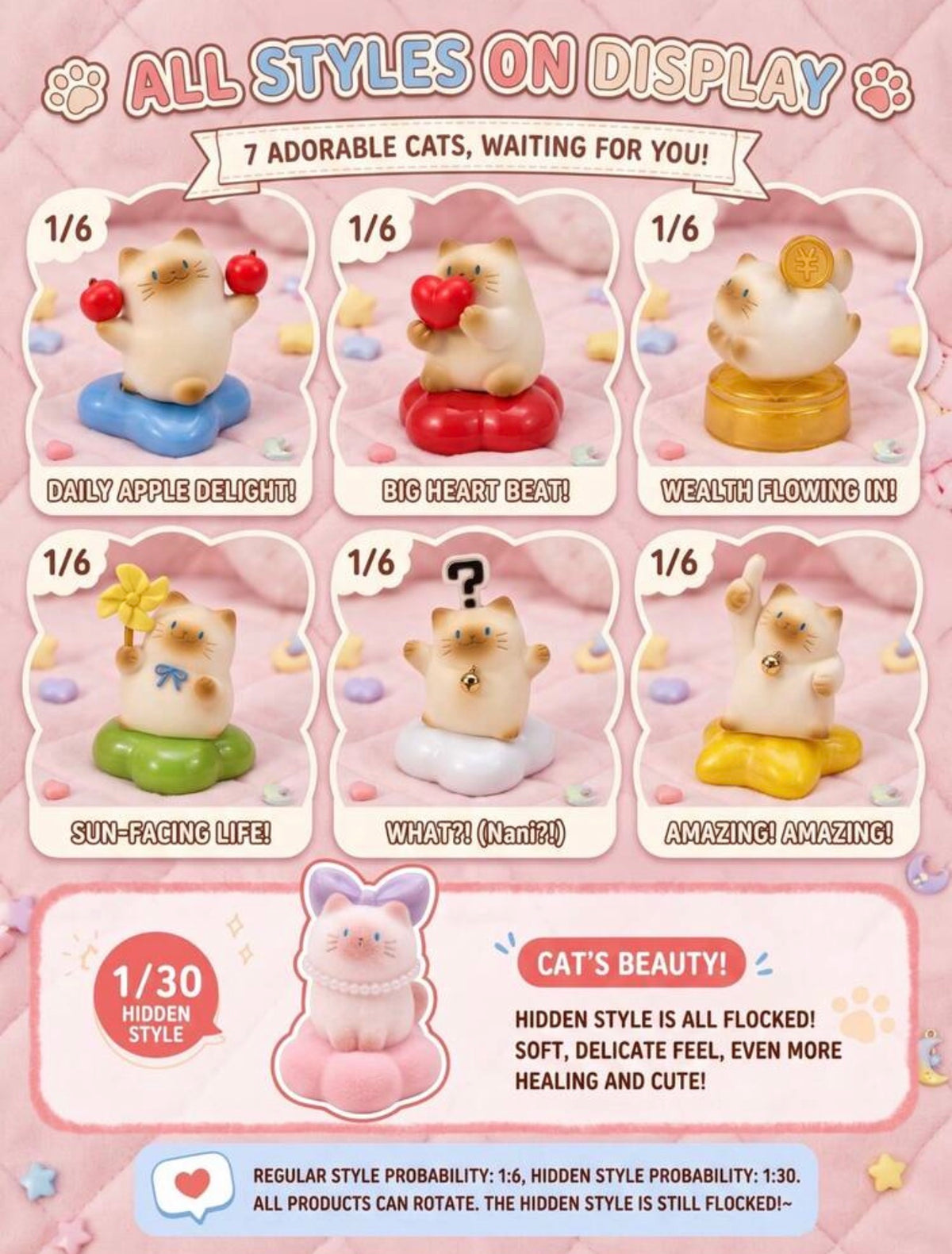 360° Rotating Cat Blind Box | Cute Style Desktop Decor And Stress Relief Ornament Set, Party Favor, Small Accessory, Mystery Box