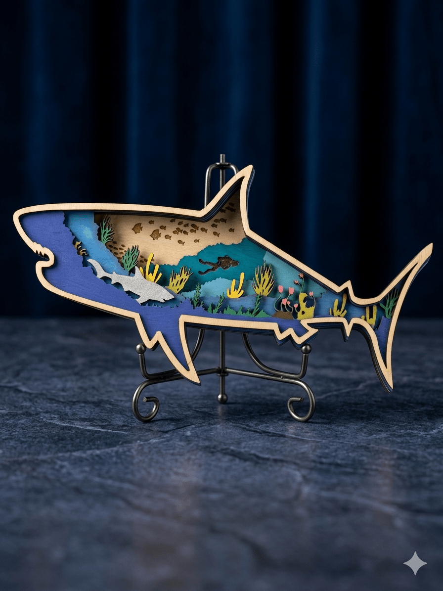 6 layered laser printed shark wall deco - Create Marketplace