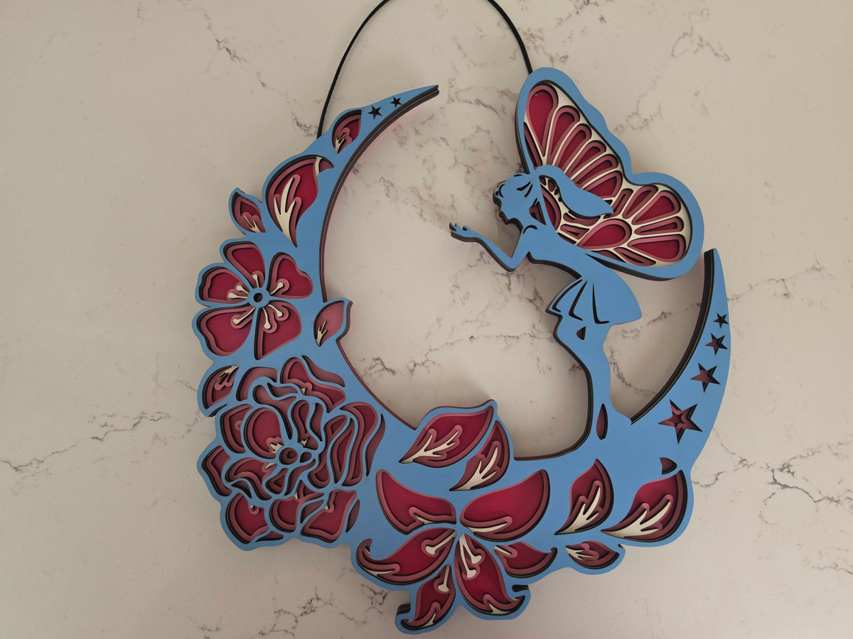 Enchanted Fairy on Crescent Moon Wall Art