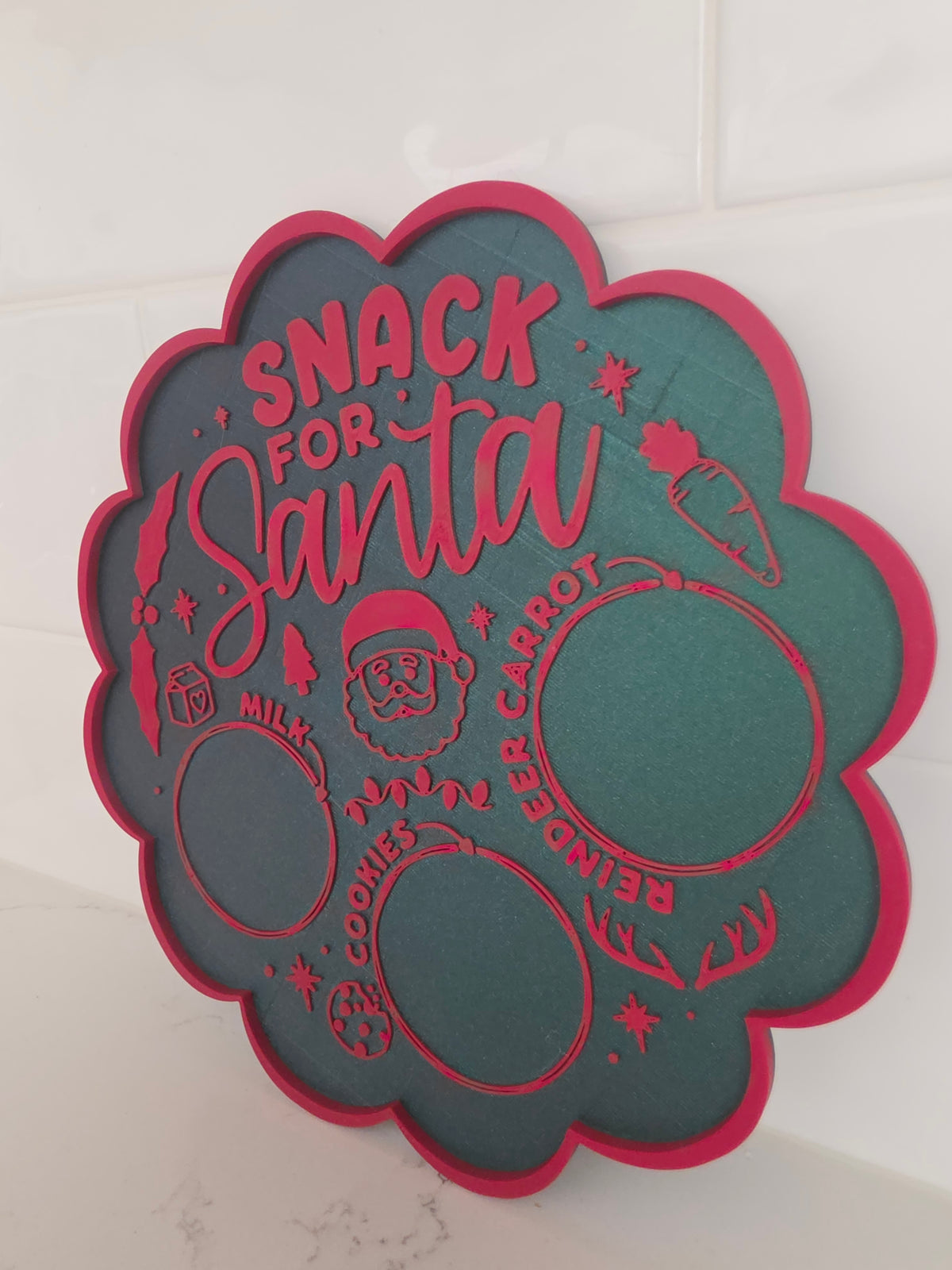 Bandeja de galletas de Papá Noel para Nochebuena y plato para premios de reno