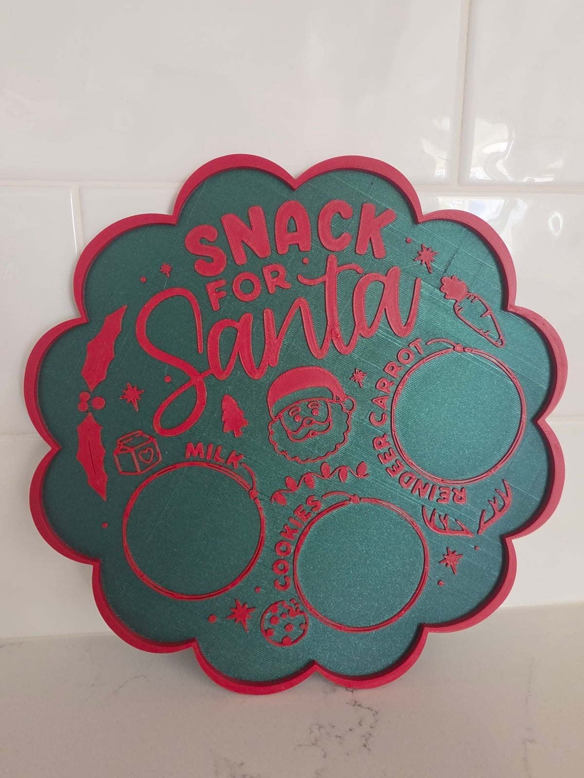 Bandeja de galletas de Papá Noel para Nochebuena y plato para premios de reno