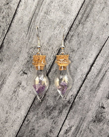 Amethyst and Animal Teeth Earrings - Create Marketplace