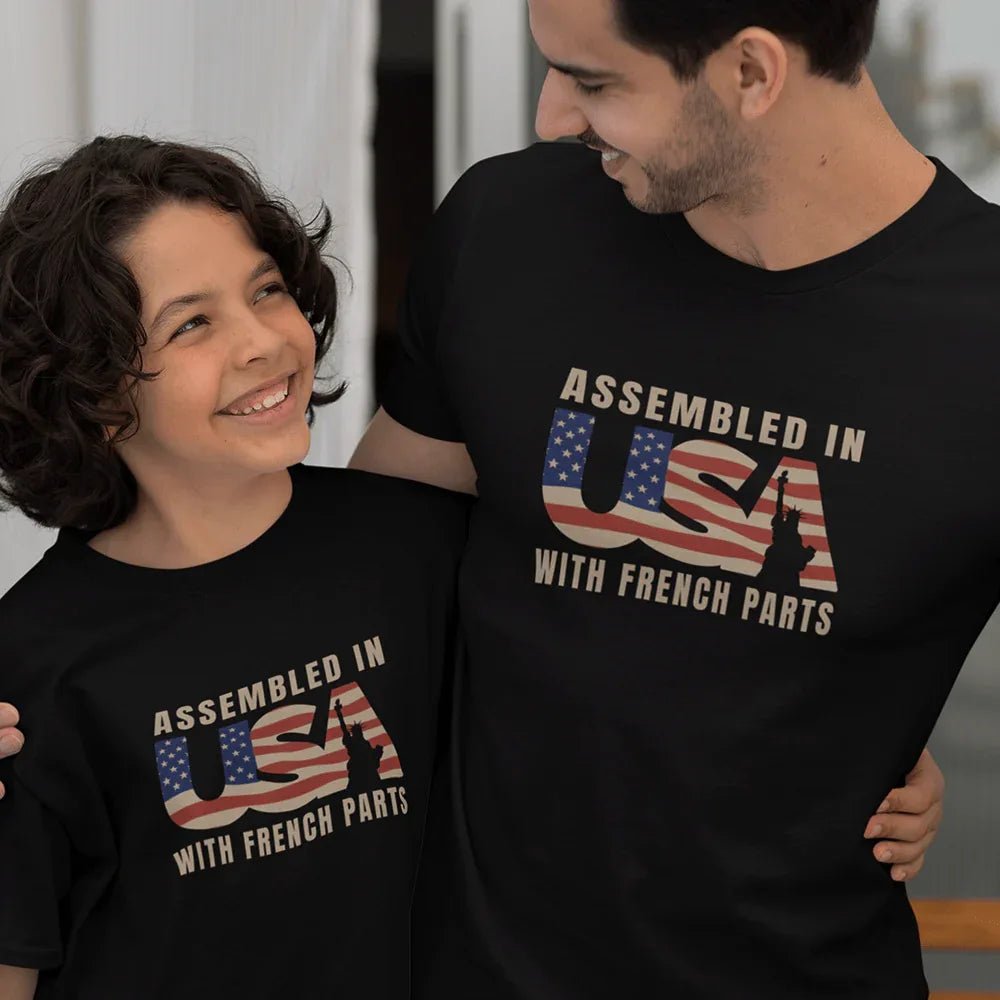 Assembled in USA With French Parts Dad and Child Organic Cotton T-Shirts family Set (Set of 2) - Create Marketplace