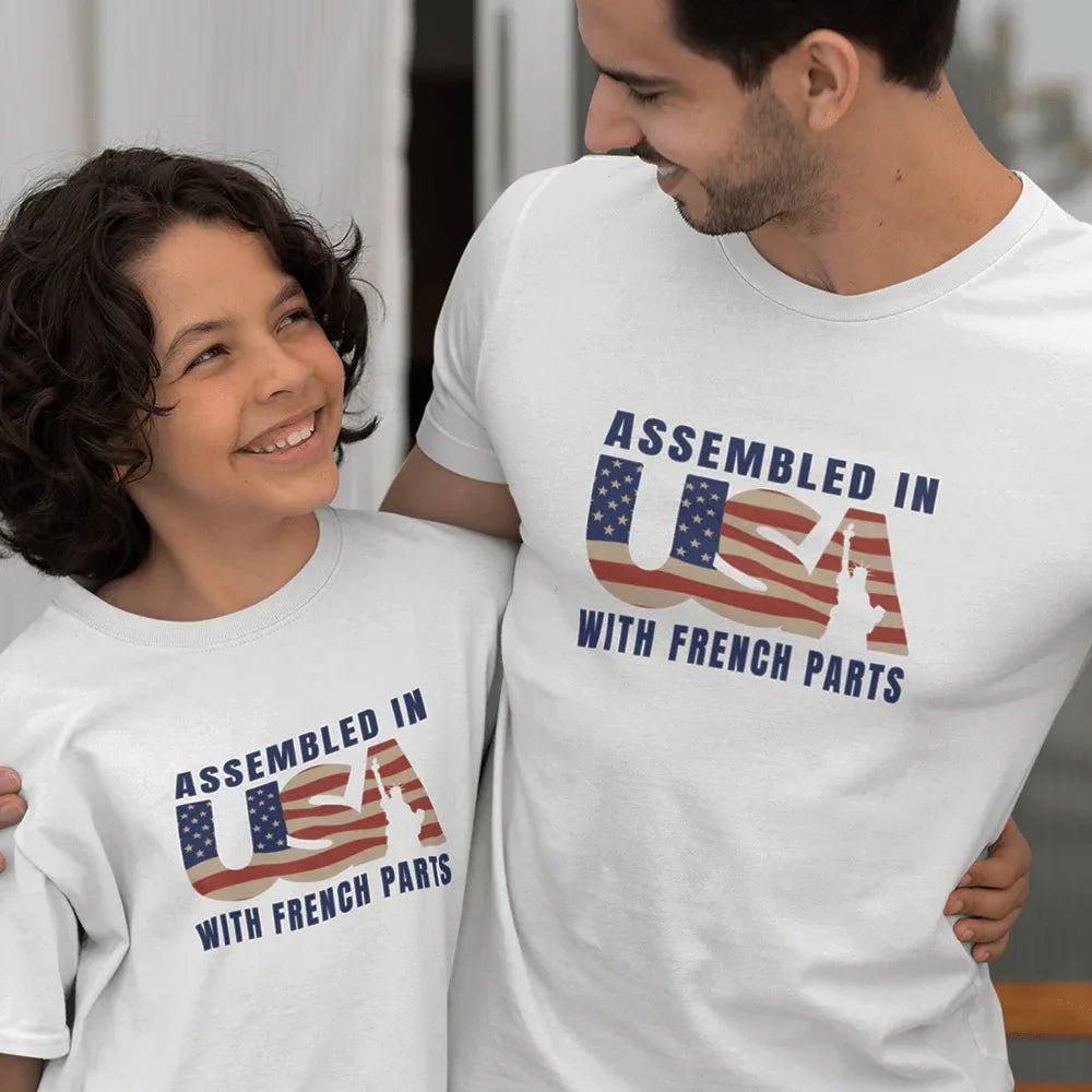 Assembled in USA With French Parts Dad and Child Organic Cotton T-Shirts family Set (Set of 2) - Create Marketplace