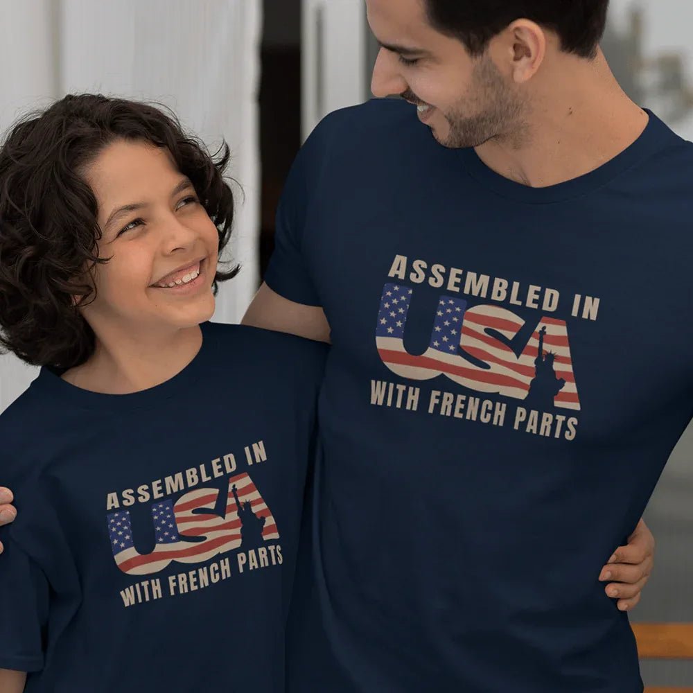 Assembled in USA With French Parts Dad and Child Organic Cotton T-Shirts family Set (Set of 2) - Create Marketplace