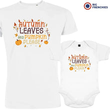 Autumn Leaves and Pumpkin Please Dad and Child Organic Cotton family Set (Set of 2) - Create Marketplace