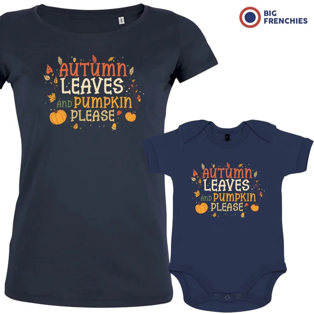 Autumn Leaves and Pumpkin Please Mom and Child Organic Cotton family Set (Set of 2) - Create Marketplace