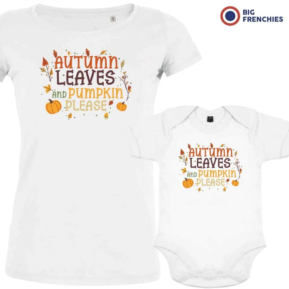 Autumn Leaves and Pumpkin Please Mom and Child Organic Cotton family Set (Set of 2) - Create Marketplace