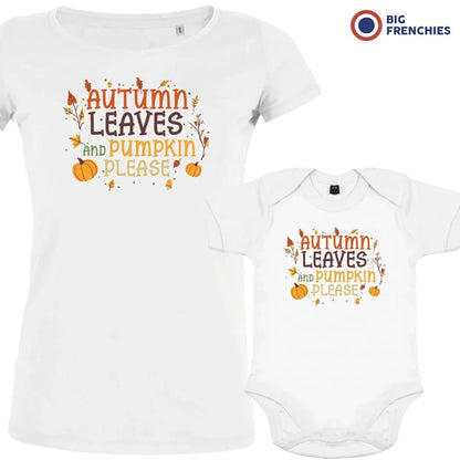 Autumn Leaves and Pumpkin Please Mom and Child Organic Cotton family Set (Set of 2) - Create Marketplace