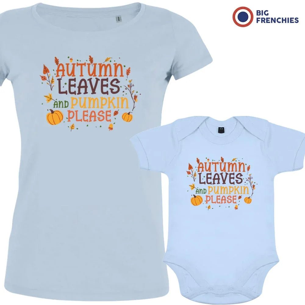 Autumn Leaves and Pumpkin Please Mom and Child Organic Cotton family Set (Set of 2) - Create Marketplace