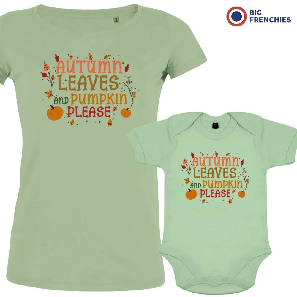 Autumn Leaves and Pumpkin Please Mom and Child Organic Cotton family Set (Set of 2) - Create Marketplace