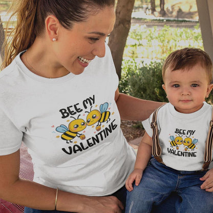 Bee My Valentine Mom and Child Organic Cotton T-Shirts family Set (Set of 2) - Create Marketplace
