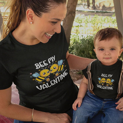 Bee My Valentine Mom and Child Organic Cotton T-Shirts family Set (Set of 2) - Create Marketplace