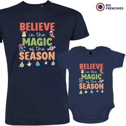 Believe In The Magic of the Season Christmas Dad and Child Organic Cotton family Set (Set of 2) - Create Marketplace