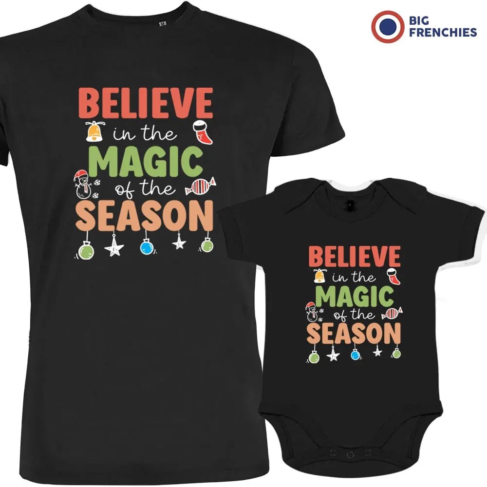 Believe In The Magic of the Season Christmas Dad and Child Organic Cotton family Set (Set of 2) - Create Marketplace