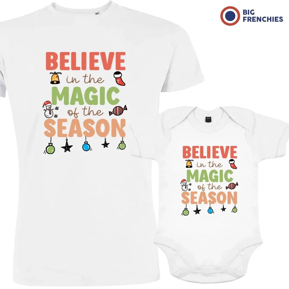 Believe In The Magic of the Season Christmas Dad and Child Organic Cotton family Set (Set of 2) - Create Marketplace
