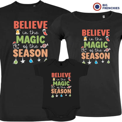 Believe In The Magic of the Season Christmas Matching Family Organic Tees (Set of 3) - Create Marketplace