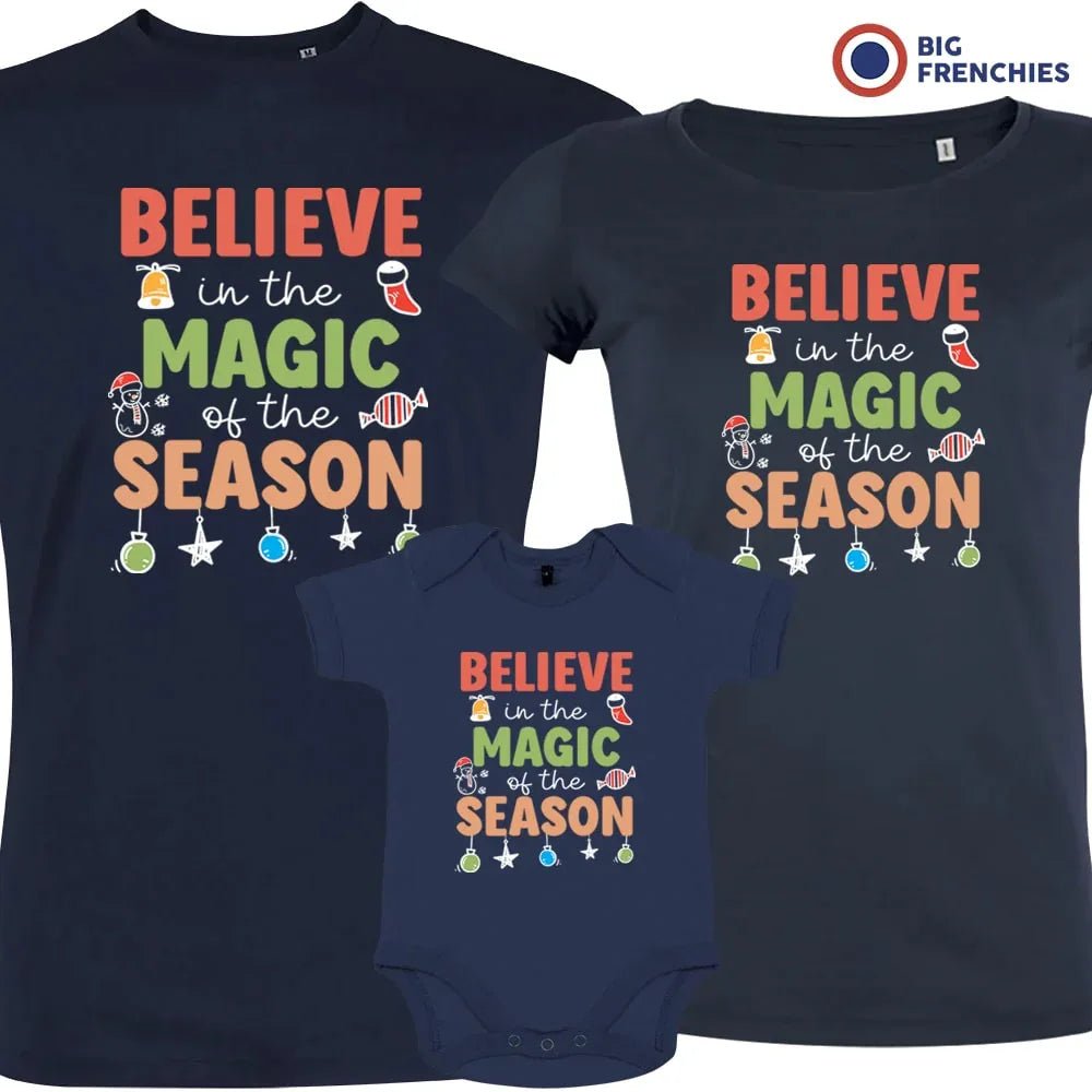 Believe In The Magic of the Season Christmas Matching Family Organic Tees (Set of 3) - Create Marketplace