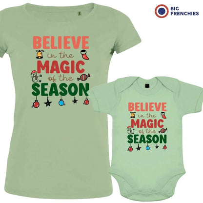 Believe In The Magic of the Season Christmas Mom and Child Organic Cotton family Set (Set of 2) - Create Marketplace