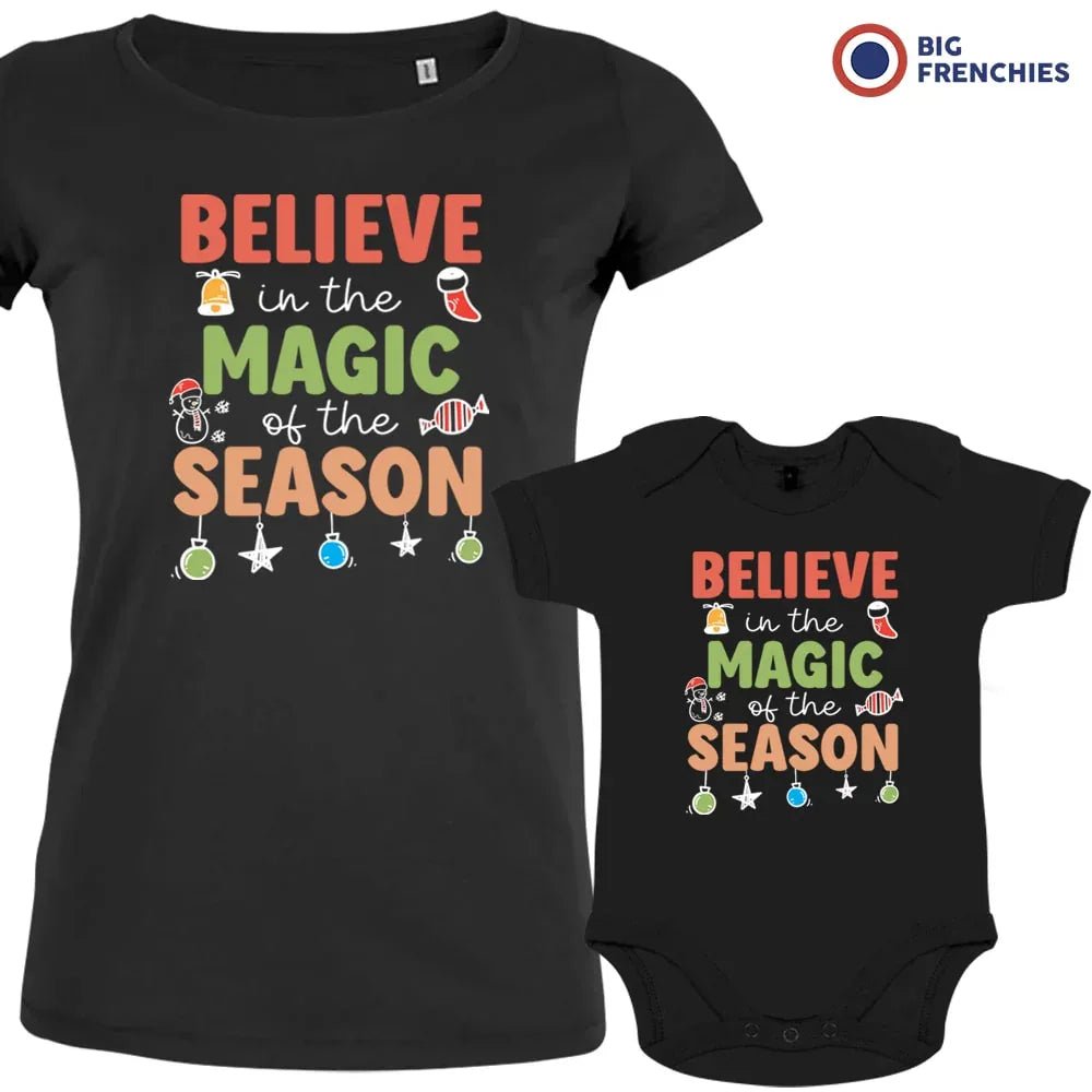 Believe In The Magic of the Season Christmas Mom and Child Organic Cotton family Set (Set of 2) - Create Marketplace