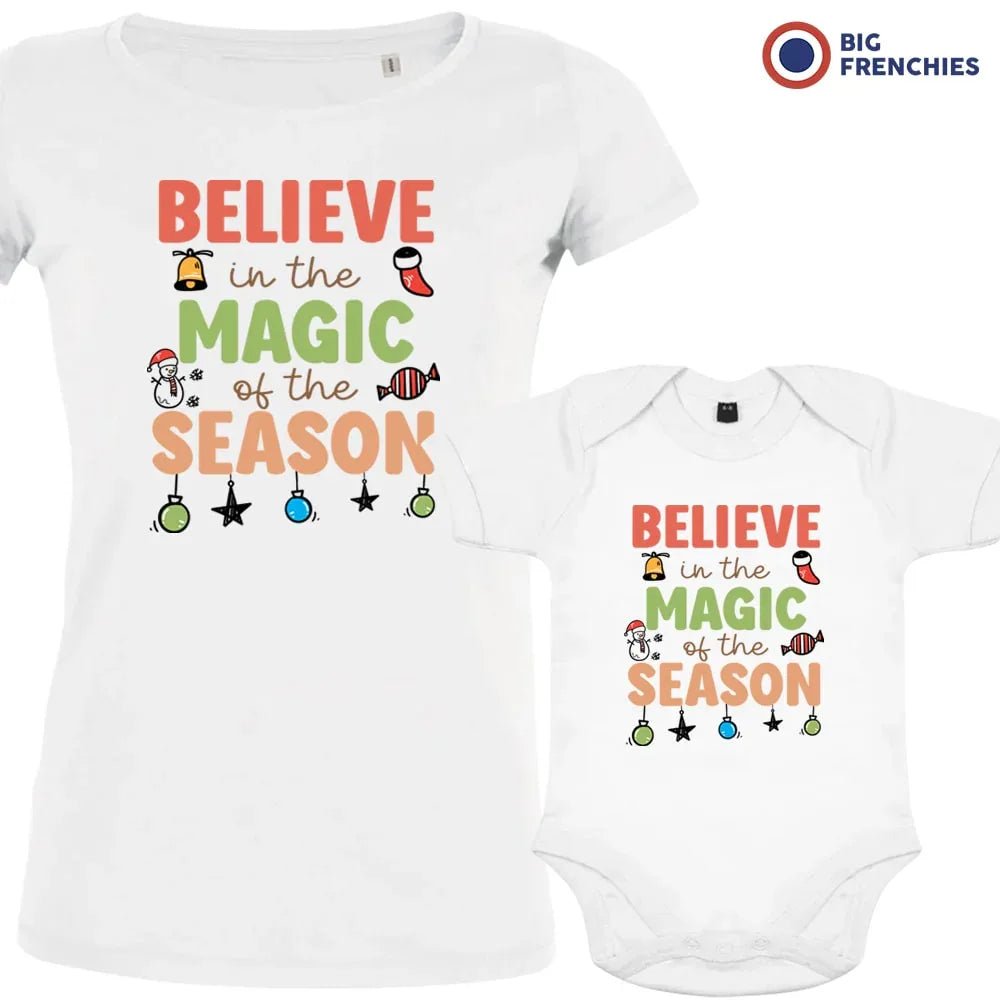 Believe In The Magic of the Season Christmas Mom and Child Organic Cotton family Set (Set of 2) - Create Marketplace