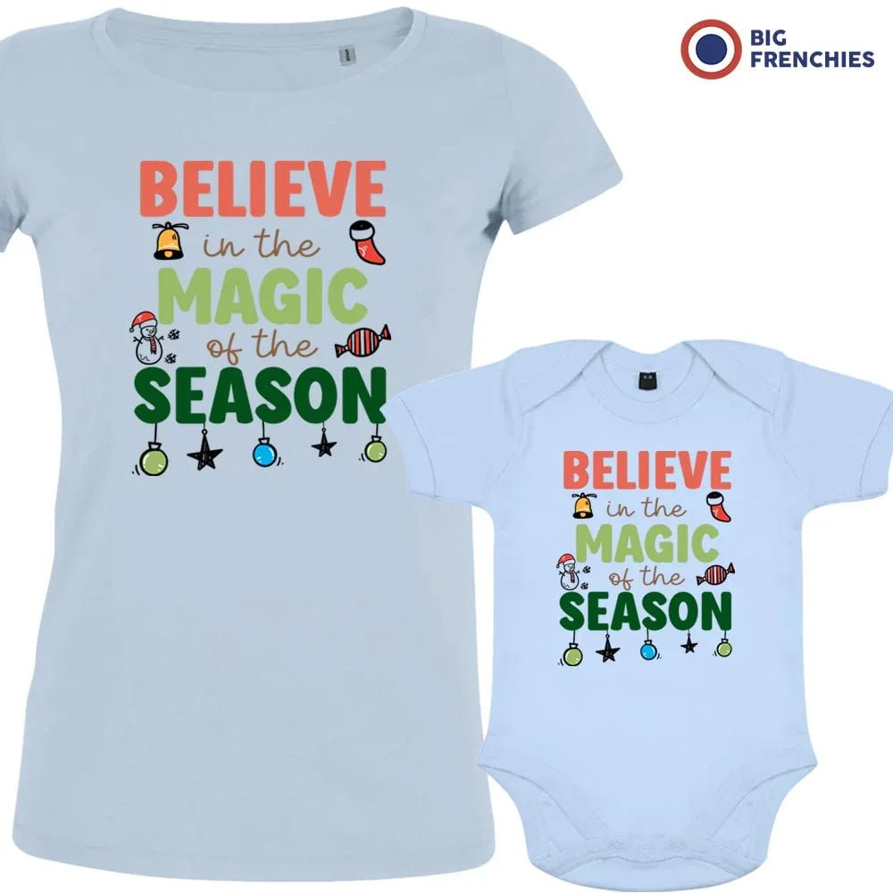 Believe In The Magic of the Season Christmas Mom and Child Organic Cotton family Set (Set of 2) - Create Marketplace