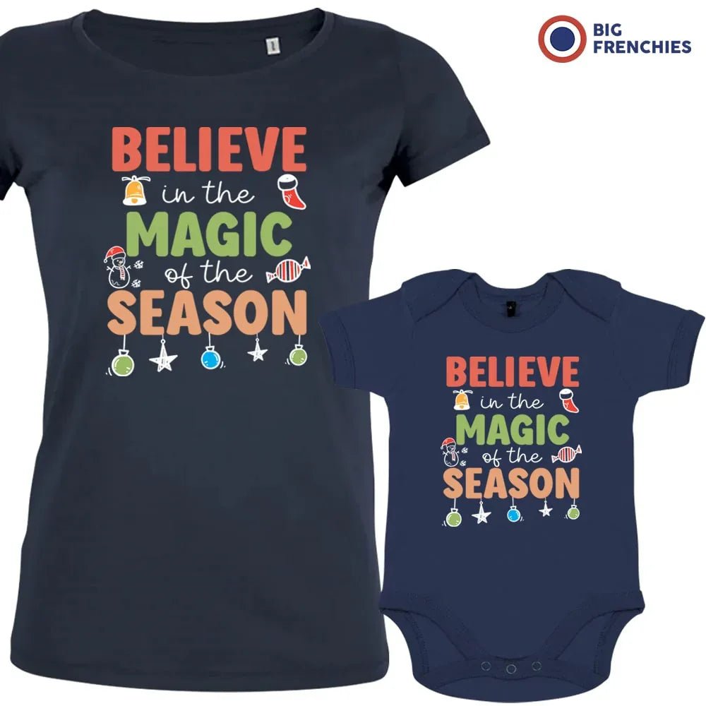 Believe In The Magic of the Season Christmas Mom and Child Organic Cotton family Set (Set of 2) - Create Marketplace