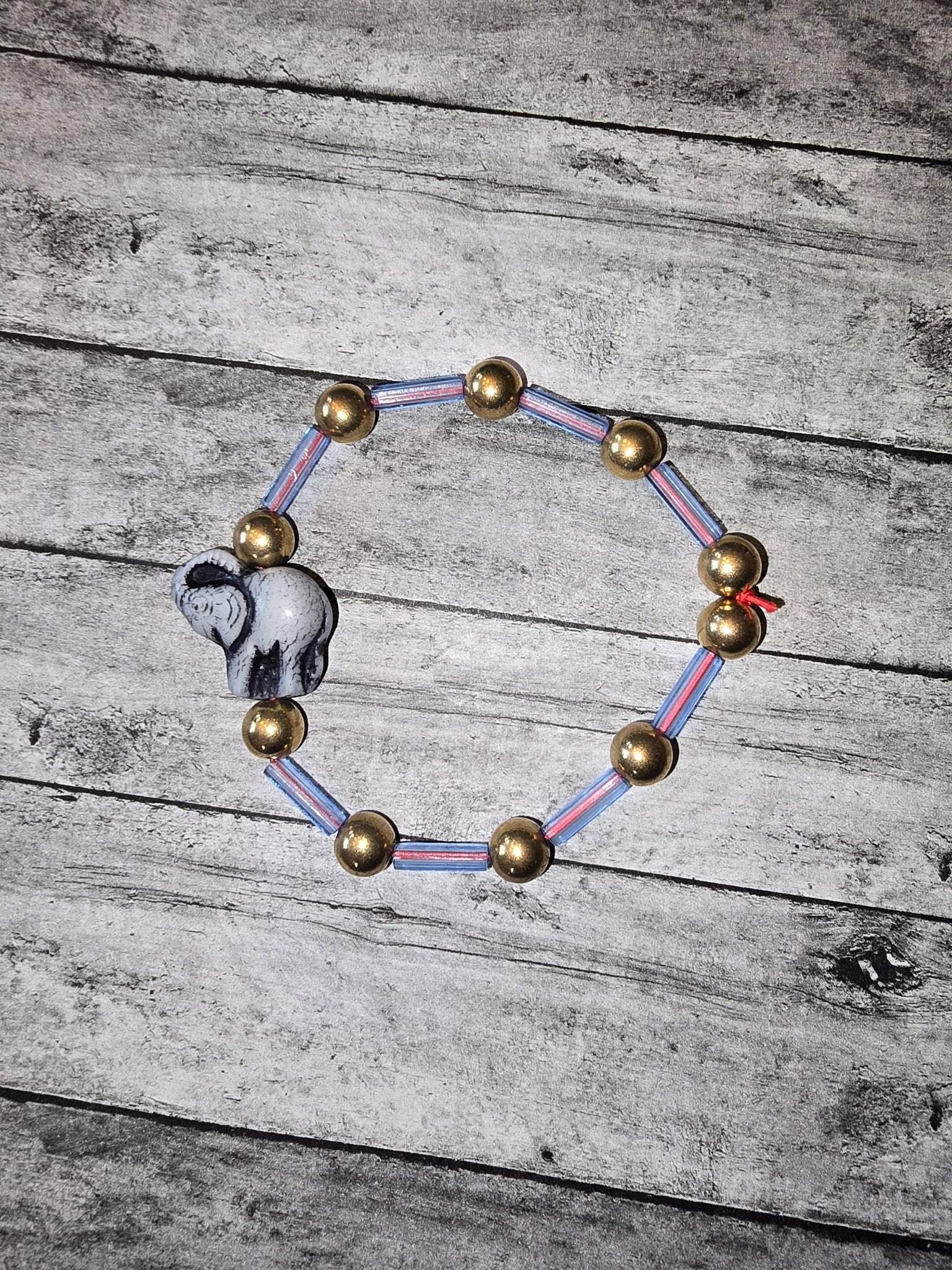 Blue and Gold Elephant Bracelet - made by kid sam - Create Marketplace