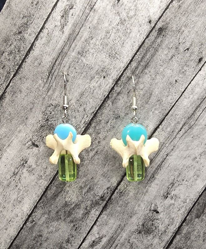 Blue/Green Bone Earrings - Create Marketplace