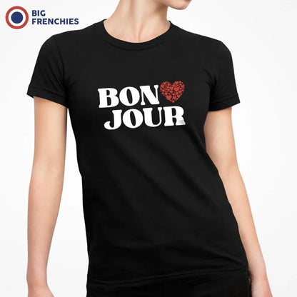 Bon Jour Heart Women's Organic Cotton Tee - Create Marketplace