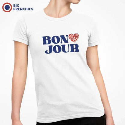 Bon Jour Heart Women's Organic Cotton Tee - Create Marketplace