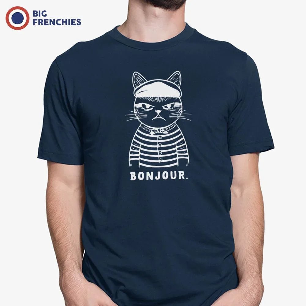 Bonjour Mad French Cat Men's Organic Cotton Tee - Create Marketplace