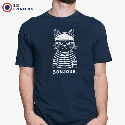 Bonjour Mad French Cat Men's Organic Cotton Tee - Create Marketplace
