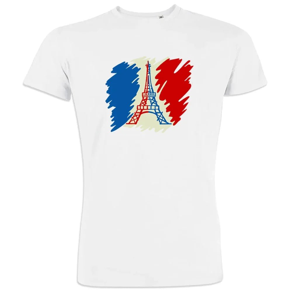 Brushed French Flag with Eiffel Tower Men's Organic Cotton Tee - Create Marketplace