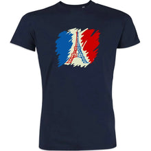 Brushed French Flag with Eiffel Tower Men's Organic Cotton Tee - Create Marketplace