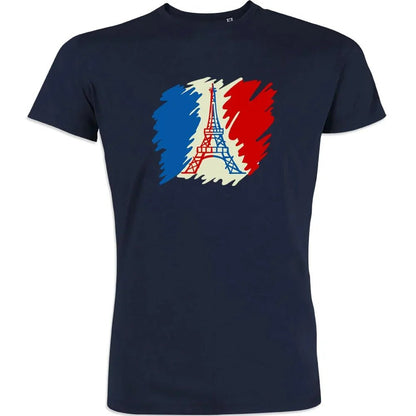 Brushed French Flag with Eiffel Tower Men's Organic Cotton Tee - Create Marketplace