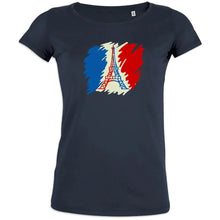 Brushed French Flag with Eiffel Tower Women's Organic Cotton Tee - Create Marketplace