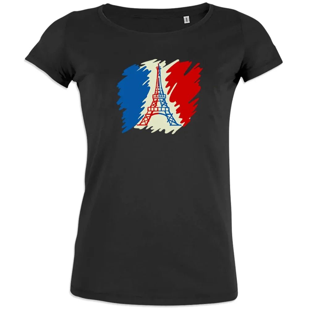Brushed French Flag with Eiffel Tower Women's Organic Cotton Tee - Create Marketplace