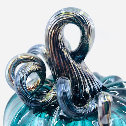 Handmade Glass Pumpkins Handmade Table Top Home Decor (Squat, Lagoon)