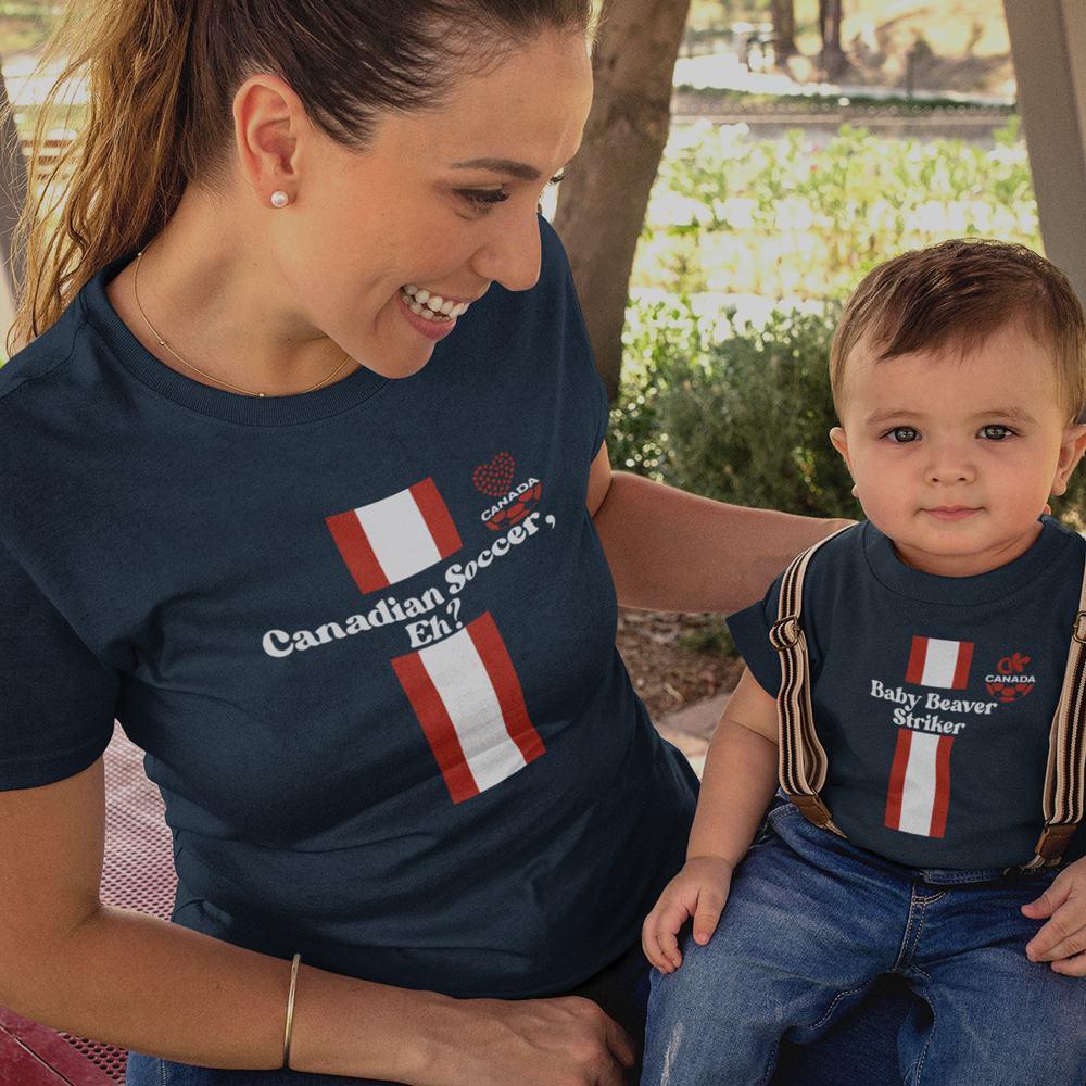 Canadian Soccer, Eh? Baby Beaver Striker Mom and Child Organic Cotton T-Shirts family Set (Set of 2) - Create Marketplace
