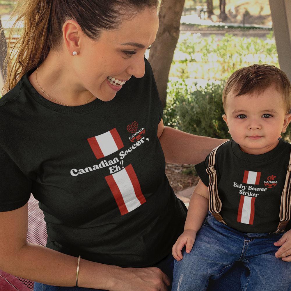 Canadian Soccer, Eh? Baby Beaver Striker Mom and Child Organic Cotton T-Shirts family Set (Set of 2) - Create Marketplace