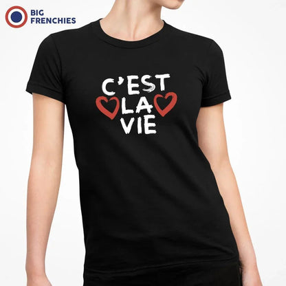 C'est La Vie With Hearts Women's Organic Cotton Tee - Create Marketplace