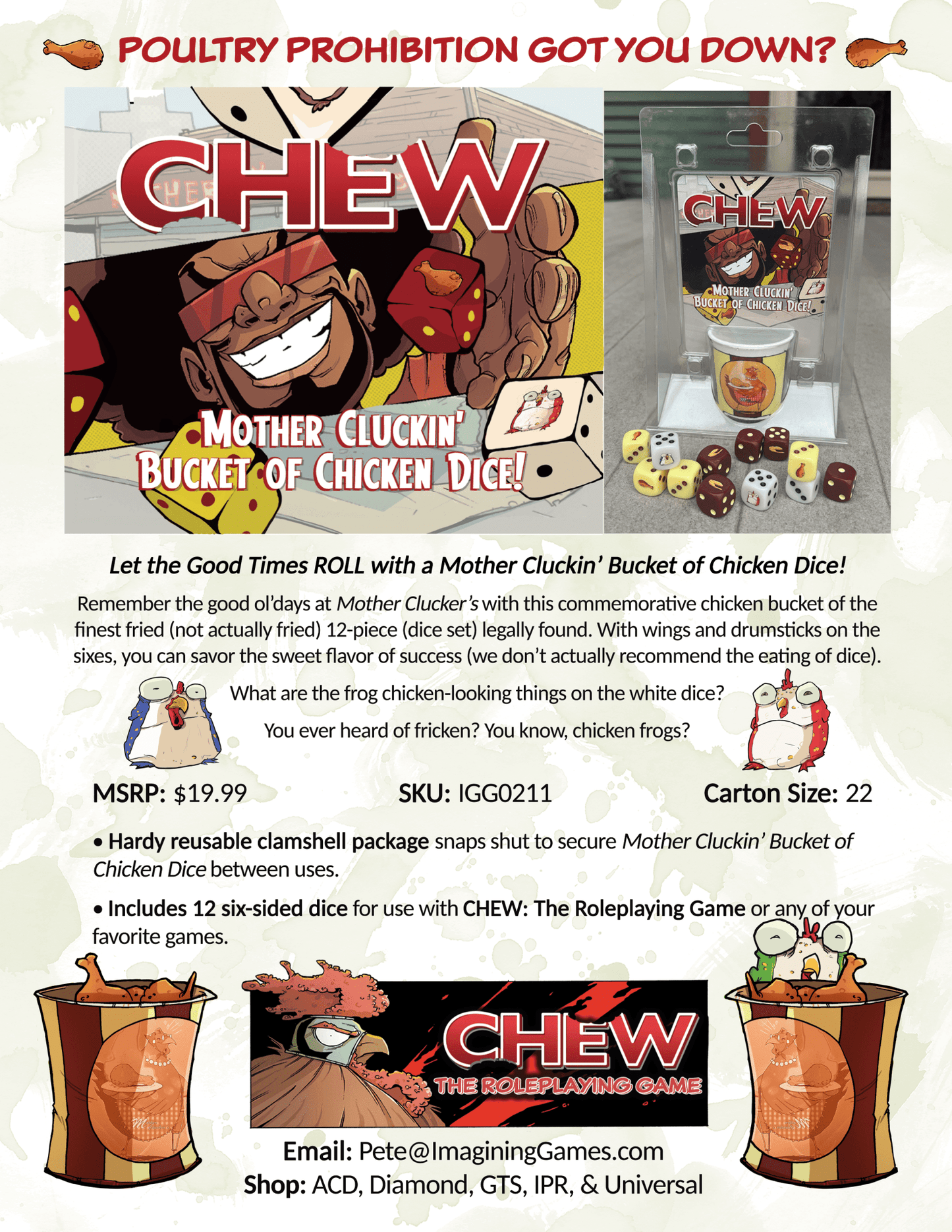 CHEW: Mother Cluckin' Bucket of Chicken Dice (RPG Supplement) - Create Marketplace