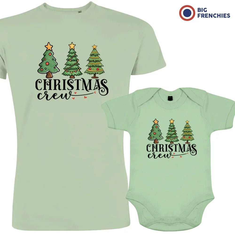 Christmas Crew with Trees Dad and Child Organic Cotton family Set (Set of 2) - Create Marketplace