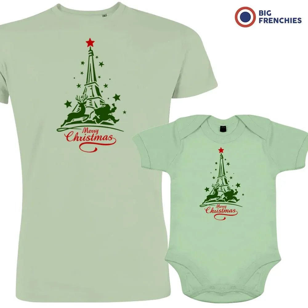 Christmas Eiffel Tower Dad and Child Organic Cotton family Set (Set of 2) - Create Marketplace