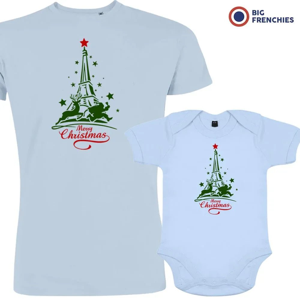 Christmas Eiffel Tower Dad and Child Organic Cotton family Set (Set of 2) - Create Marketplace