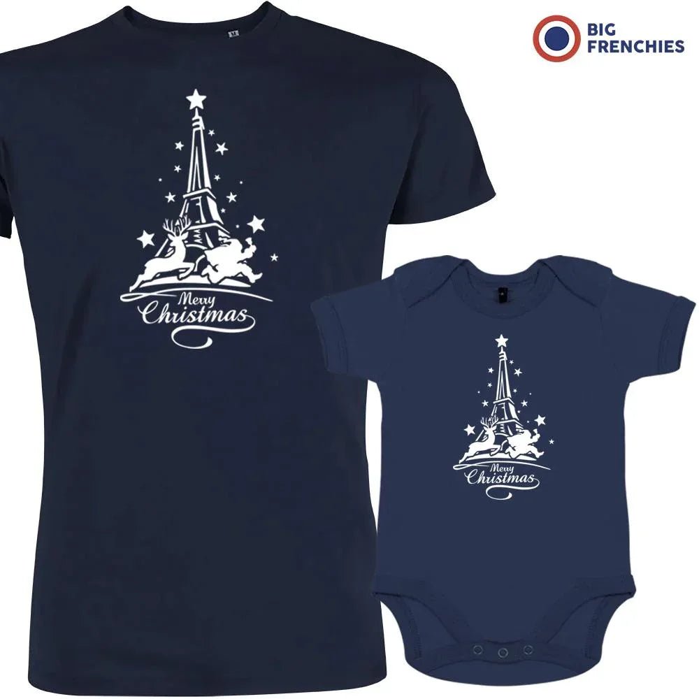 Christmas Eiffel Tower Dad and Child Organic Cotton family Set (Set of 2) - Create Marketplace